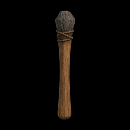 Massue primitive 3D gratuit en bois et pierre