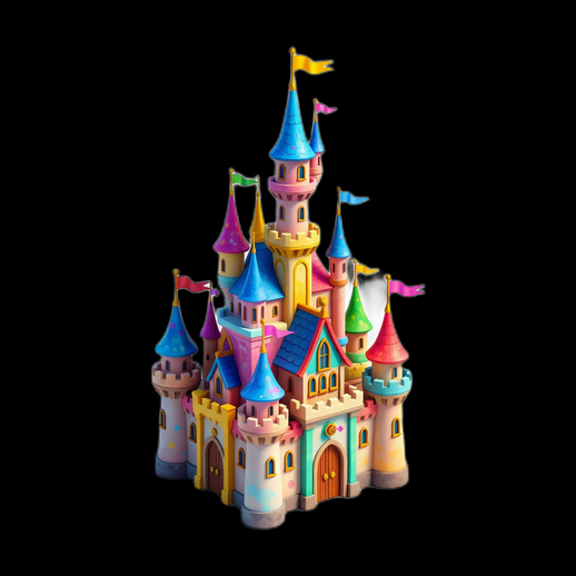 Chateau fantasy coloré 3D gratuit style cartoon
