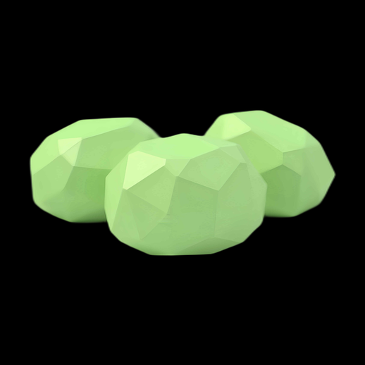 Trois rochers géométriques vert pastel