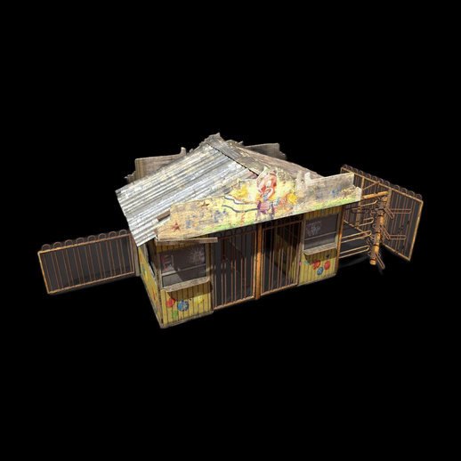 Cabane kiosque abandonne 3D gratuit realiste