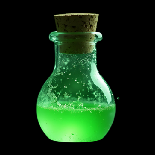 Fiole de potion verte luminescente - modele 3D gratuit