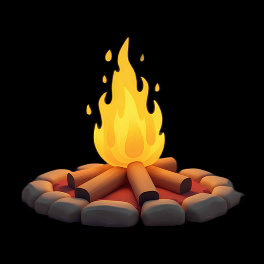 Feu de camp stylisé en 3D