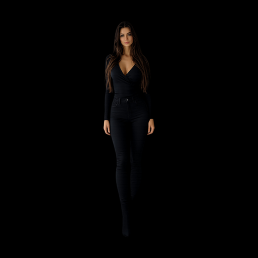 Modele 3D gratuit femme realiste tenue noire - modele 3D gratuit