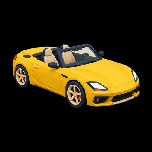 Voiture de sport cabriolet 3D gratuit jaune