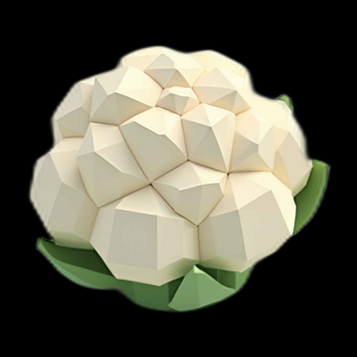 Chou-fleur 3D low poly blanc