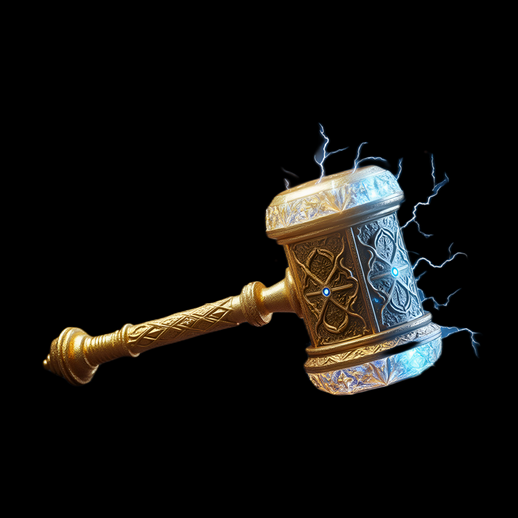 Marteau doré de Thor en 3D