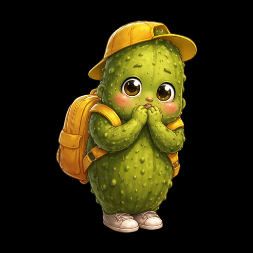 Cornichon kawaii avec sac à dos
