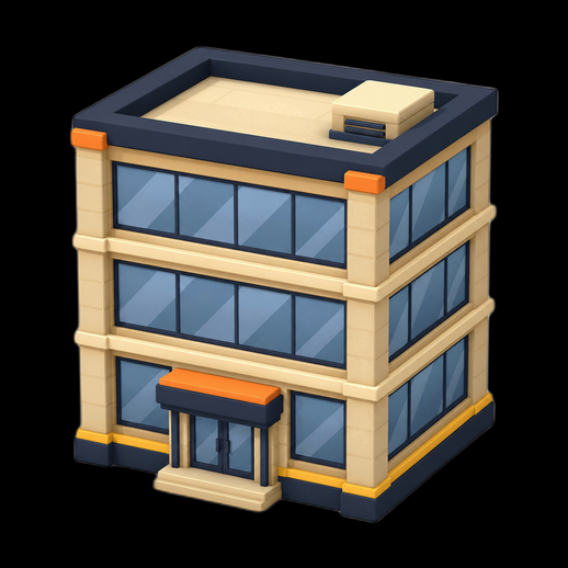 Batiment bureau moderne 3D gratuit stylise