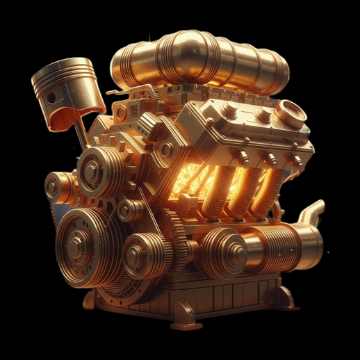 Moteur V8 mecanique 3D gratuit detaille