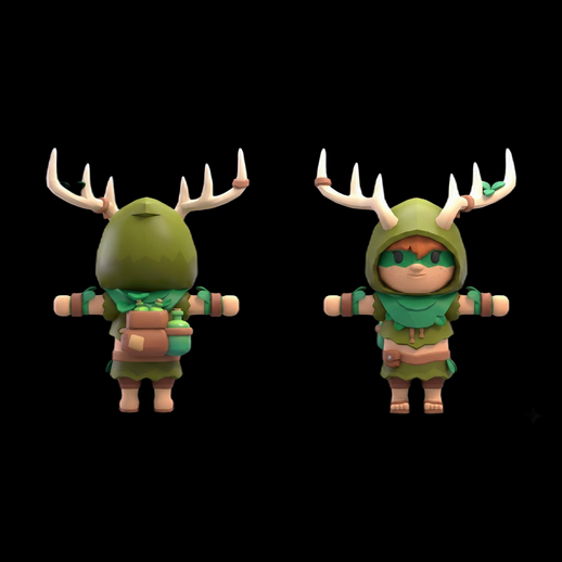 Personnage chibi cerf 3D gratuit stylise - modele 3D gratuit