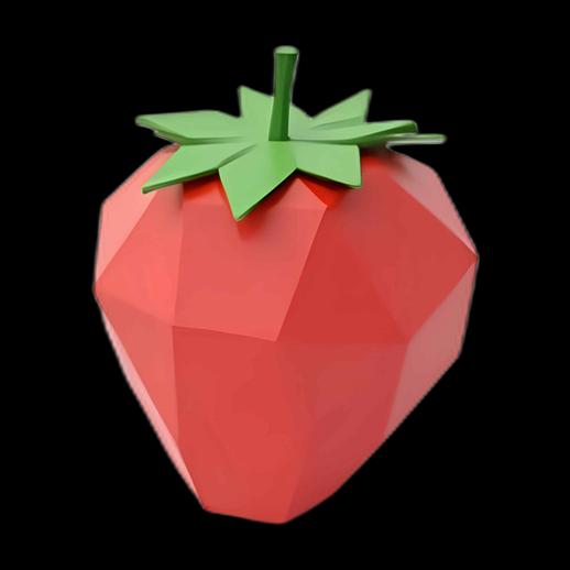 Fraise 3D Low-Poly - modele 3D gratuit