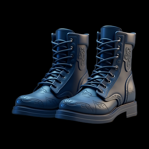 Bottes de combat bleues détaillées 3D