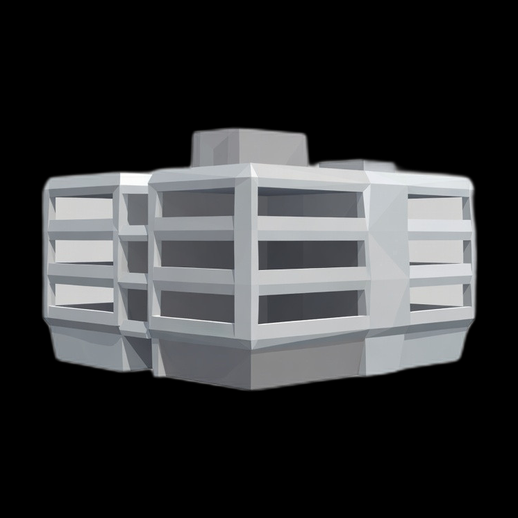 Batiment futuriste low poly 3D gratuit blanc
