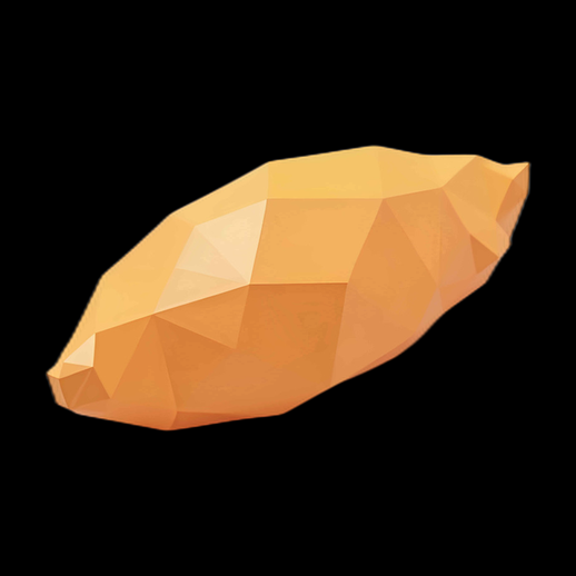 Ravioli 3D low-poly jaune-orangé