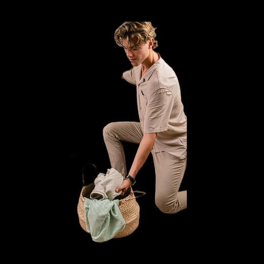 Personnage humain 3D gratuit avec panier linge - modele 3D gratuit