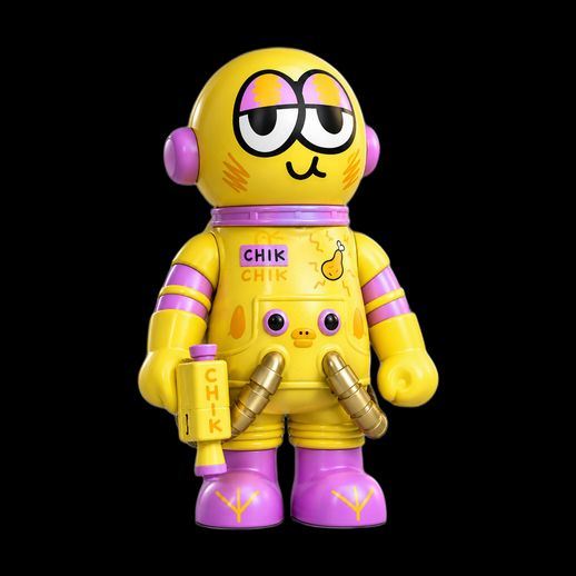 Robot astronaute jaune 3D gratuit style kawaii