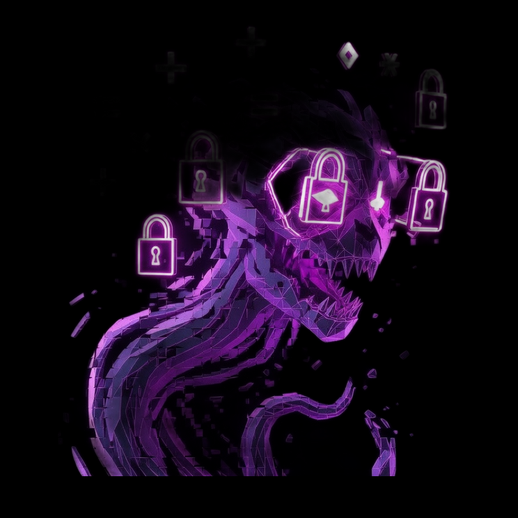 Monstre numérique violet verrouillé