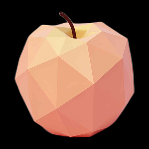 Pomme 3D polygonale pêche et crème