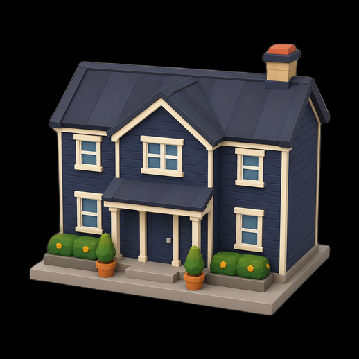 Maison familiale 3D gratuit style cartoon moderne
