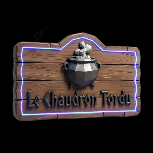 Enseigne en bois du Chaudron Tordu