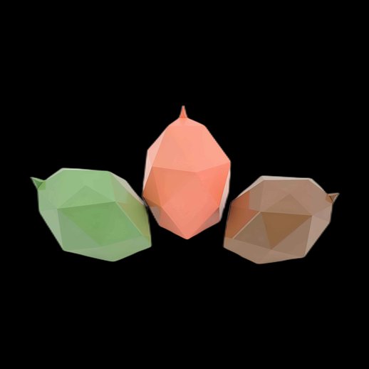 Trois poires stylisées asset 3D
