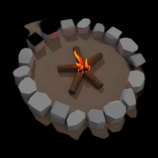 Feu de camp stylisé 3D