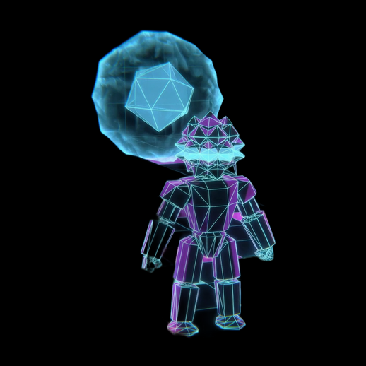 Robot 3D futuriste aux couleurs néon