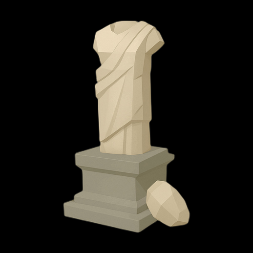 Statue antique 3D avec piédestal