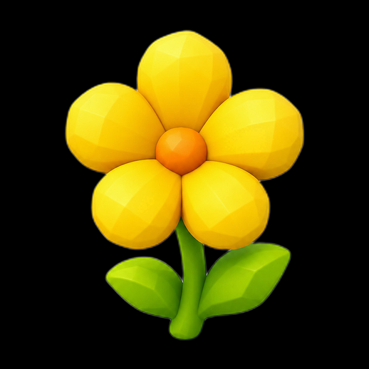 Fleur jaune stylisee 3D gratuit low poly - modele 3D gratuit