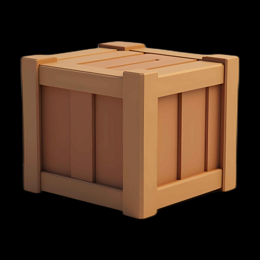 Caisse en bois 3D stylisée
