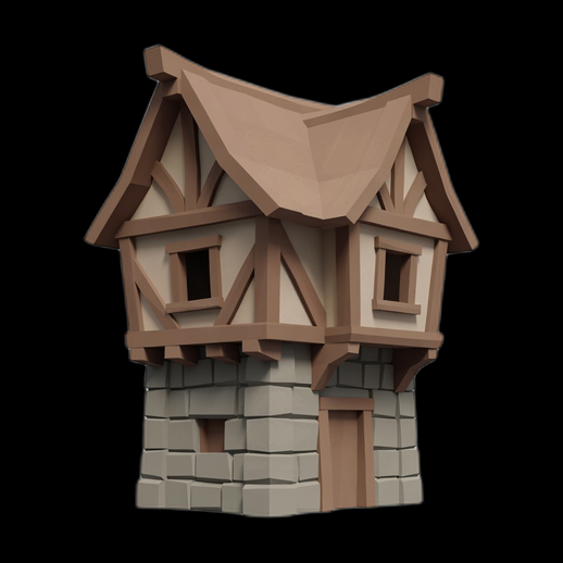Maison medievale stylisee 3D gratuit low poly