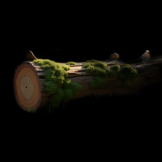 Tronc d'arbre 3D avec mousse