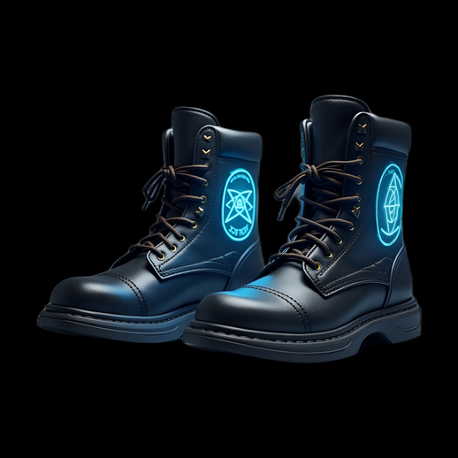 Bottes noires avec symboles lumineux