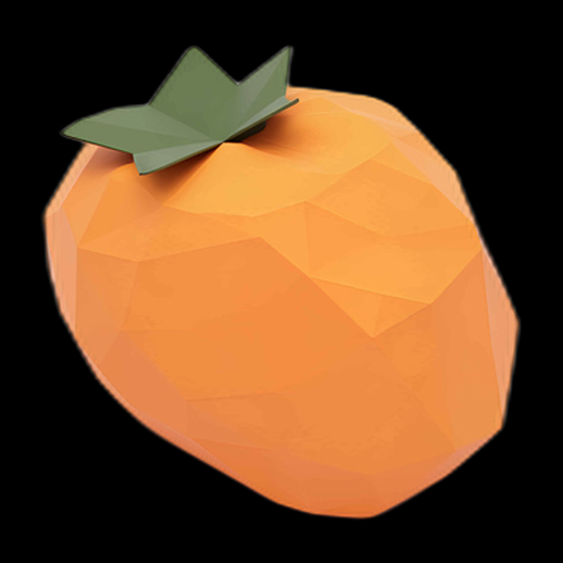 Asset 3D : Kaki polygonal orange