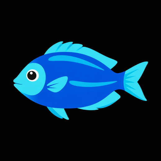 Poisson cartoon bleu 3D gratuit stylise