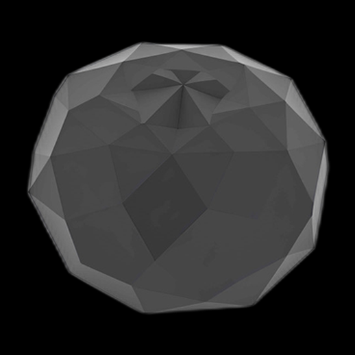 Objet 3D polyédrique gris translucide