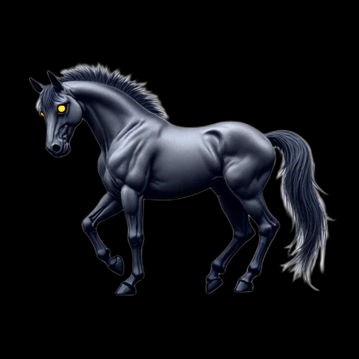 Cheval Noir 3D Style Cartoon