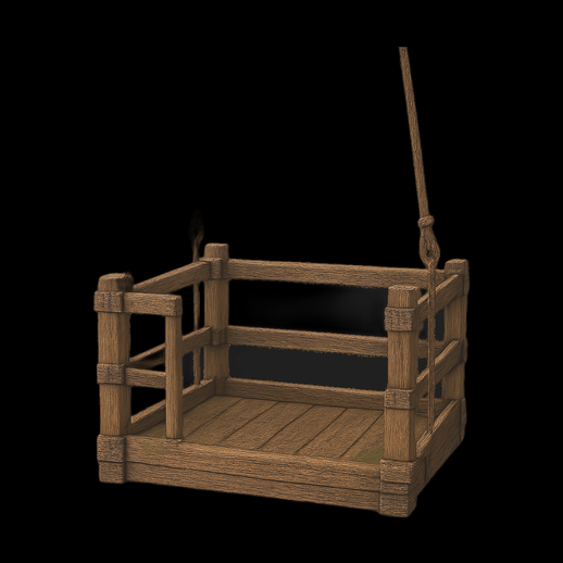 Plateforme en bois suspendue rustique