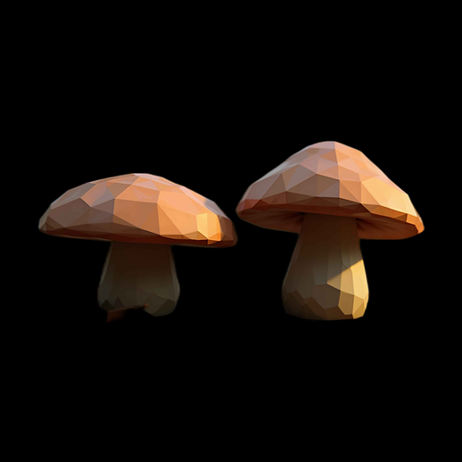 Champignons 3D Low-Poly - modele 3D gratuit