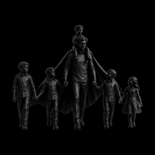 Famille low poly 3D gratuit personnages stylises