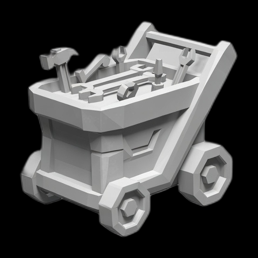 Chariot outils 3D gratuit style low poly