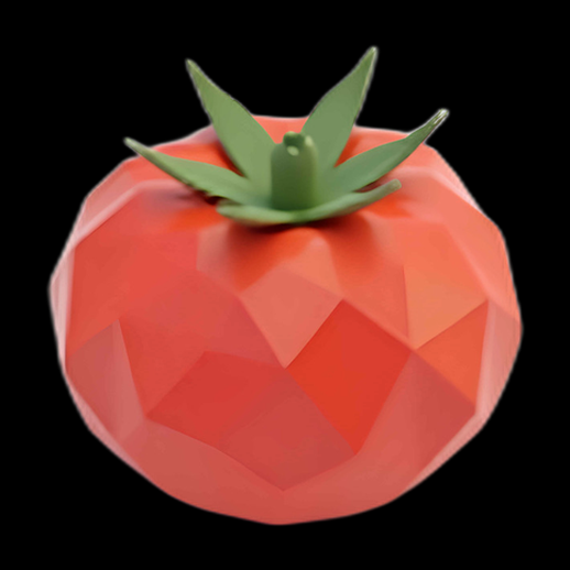 Tomate 3D polygonale rouge et verte