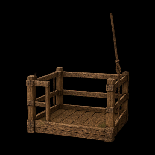 Plateforme suspendue en bois rustique 3D