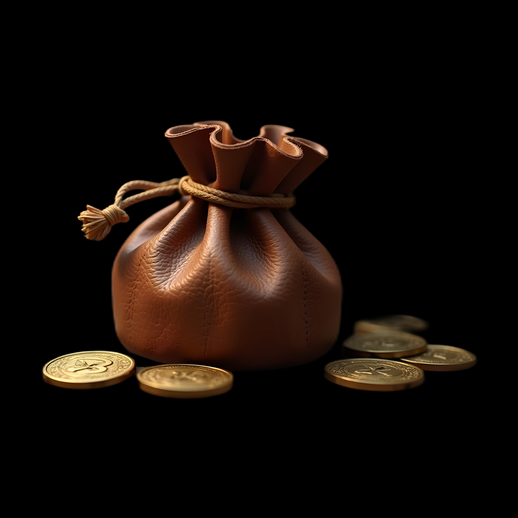 Bourse en cuir et pièces d'or