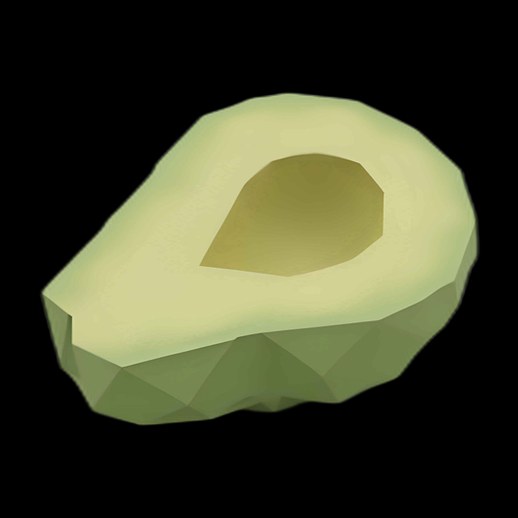 Avocat coupé en 3D Low-Poly
