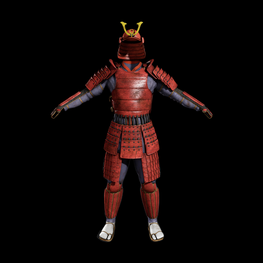 Armure samourai rouge 3D gratuit detaillee