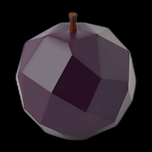 Prune stylisée Low Poly 3D