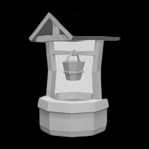 Puits ancien 3D gratuit avec seau