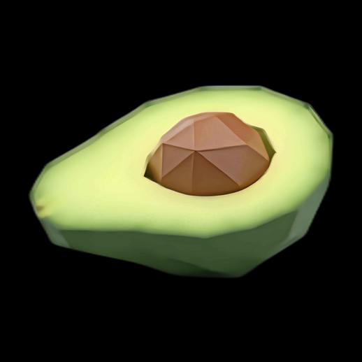 Avocat coupé low poly 3D