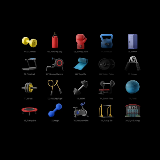 Pack equipements fitness 3D gratuit salle sport